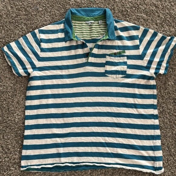 Ted Baker Extra Large White Blue Stripe Short Sleeve Polo - Picture 2 of 7